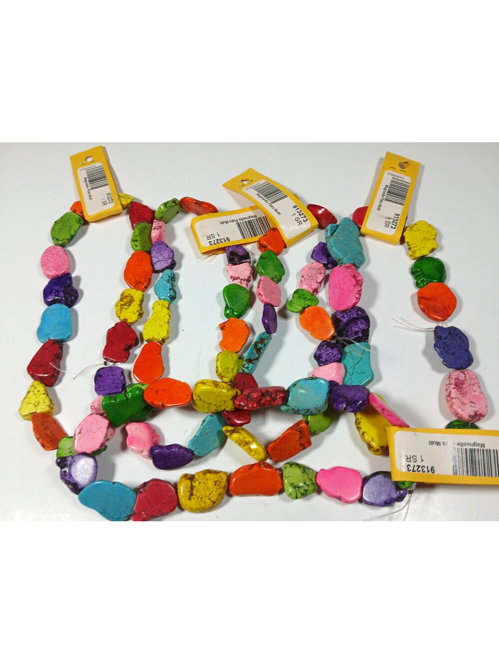 5 Strands Pink Purple Yellow Turquoise Dyed Magnesite Freeform Slab for Jewelry